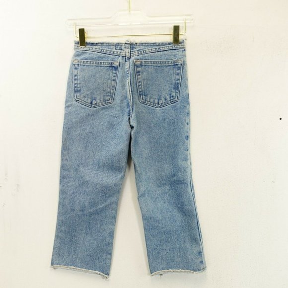 RAVE GIRL Girls Light Blue Washed‎ Denim Jeans 8 Straight Cut Raw Hem Mid Rise - Picture 12 of 12